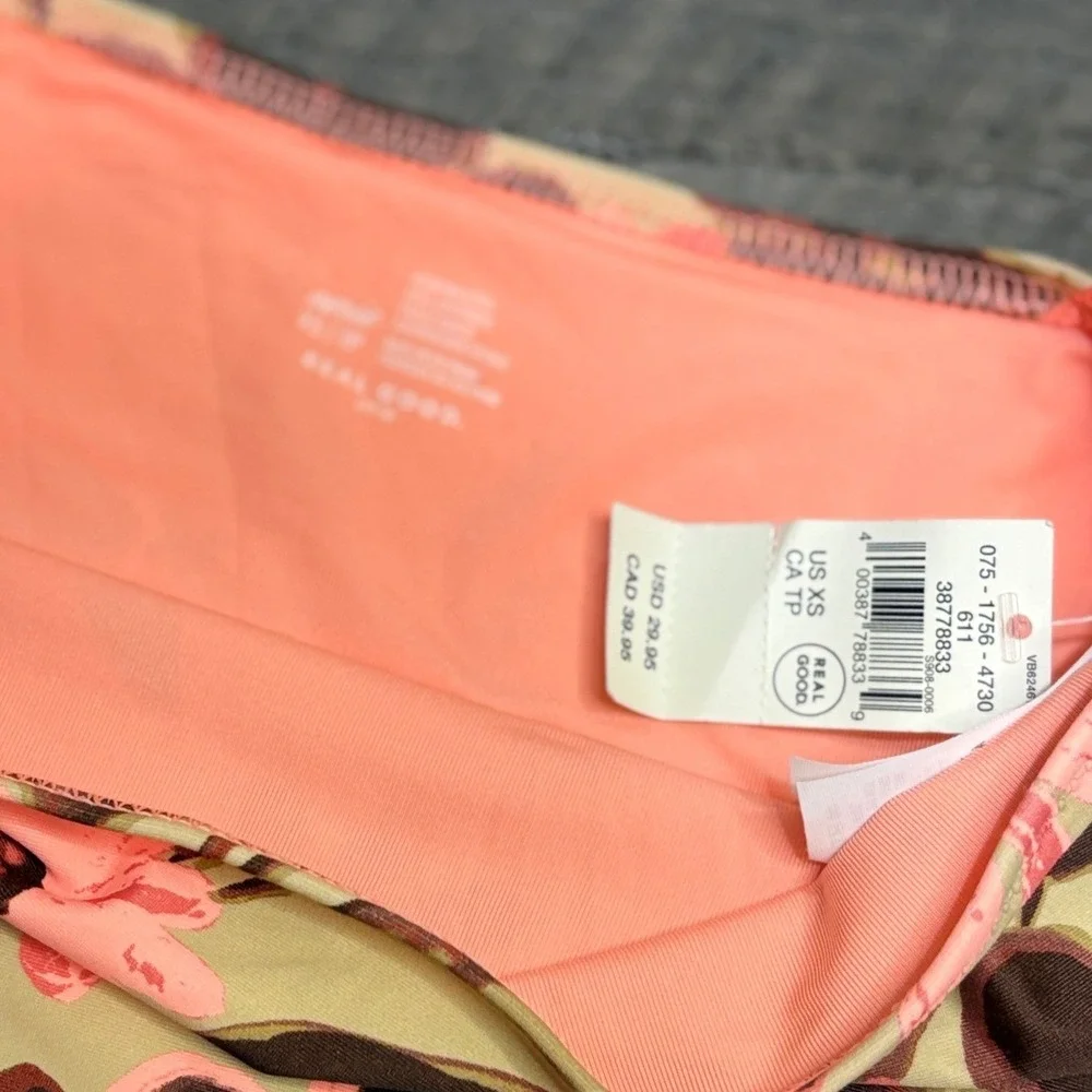 Aerie High Waisted Bikini Bottom XS Floral Tan Pink Brown NWT Real Good